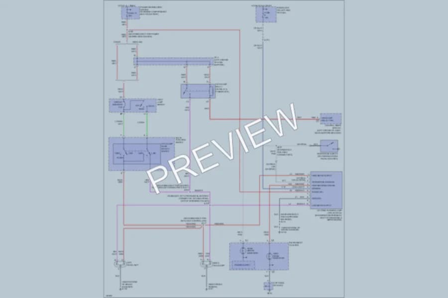 2002 Dodge B3500 Headlights wiring diagram preview with protected circuit layout
