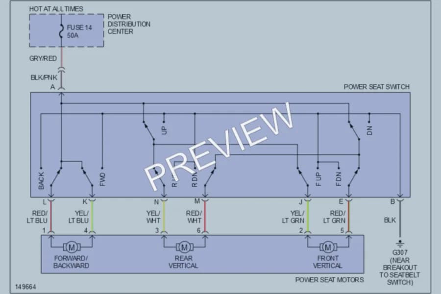 2002 Dodge Dakota Power Seats wiring diagram preview