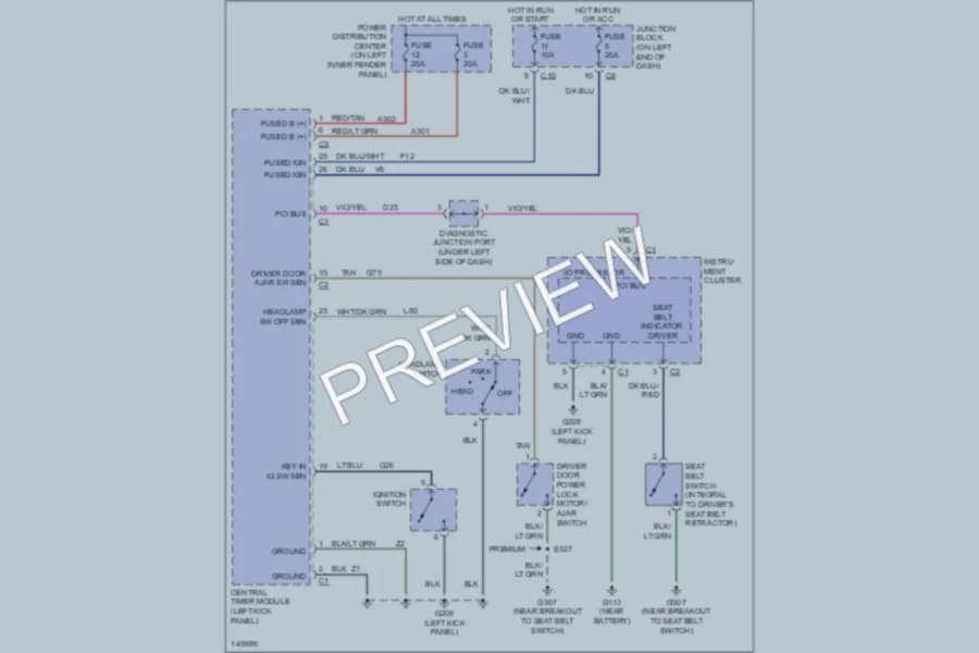 2002 Dodge Dakota Warning Systems wiring diagram preview