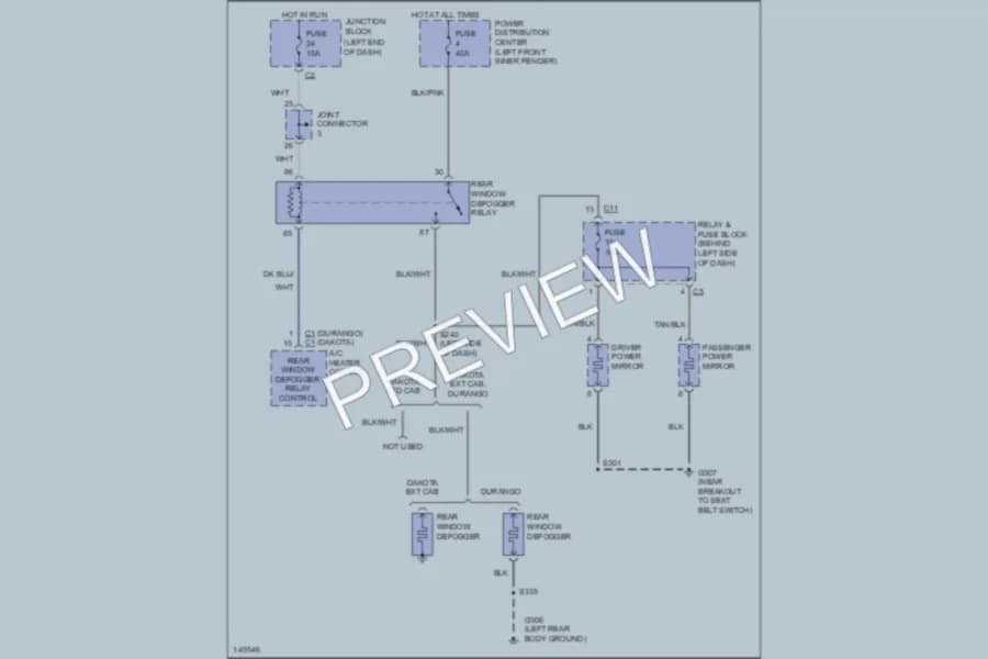 2002 Dodge Durango Defoggers wiring diagram preview