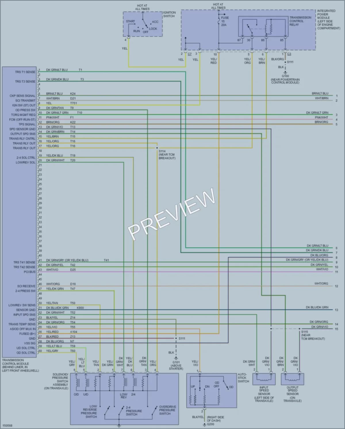 2002 Dodge GrandCaravan Transmission wiring diagram preview