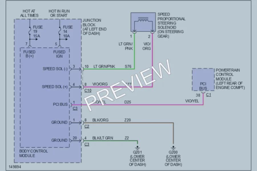 2002 Dodge Intrepid Electronic Power Steering wiring diagram preview