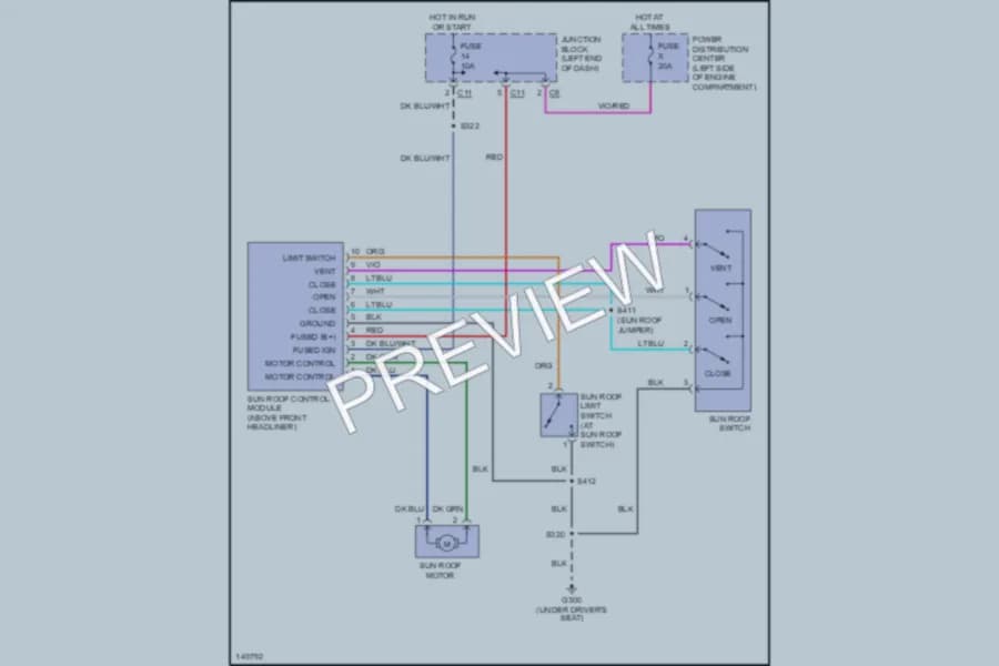 2002 Dodge Intrepid Power Top Sunroof wiring diagram preview