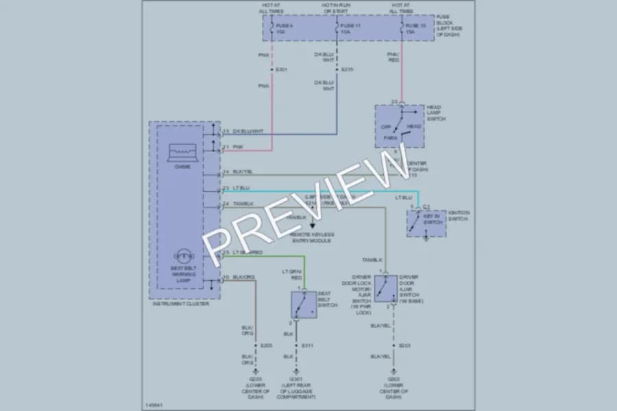 2002 Dodge Neon Warning Systems wiring diagram preview