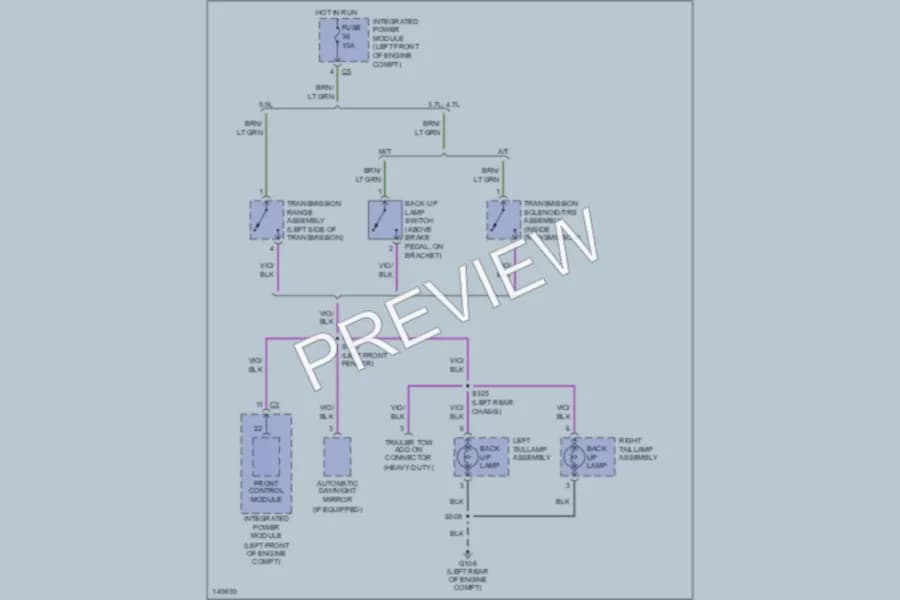 2002 Dodge R1500 Exterior Lights wiring diagram preview with protected circuit layout