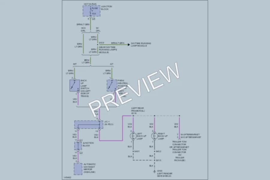 2002 Dodge R2500 Exterior Lights wiring diagram preview with protected circuit layout