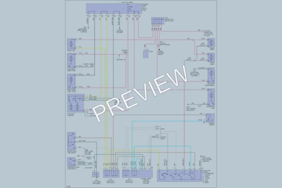 2002 Dodge R2500 Interior Lights wiring diagram preview with protected circuit layout