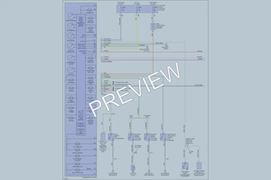 2002 Dodge R3500 Instrument Cluster wiring diagram preview with protected circuit layout