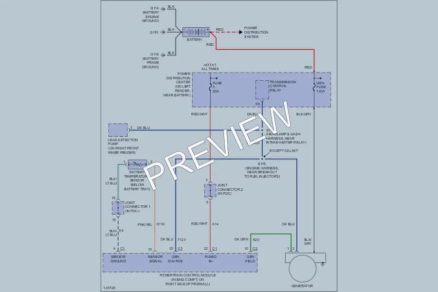 2002 Dodge R3500 Starting Charging wiring diagram preview with protected circuit layout