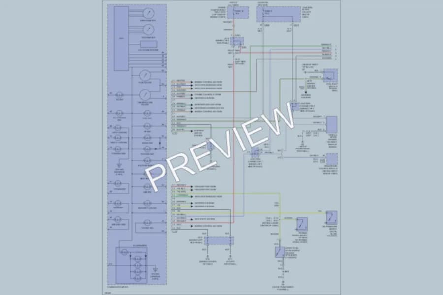 2002 Dodge 2D Coupe Instrument Cluster wiring diagram preview with protected circuit layout
