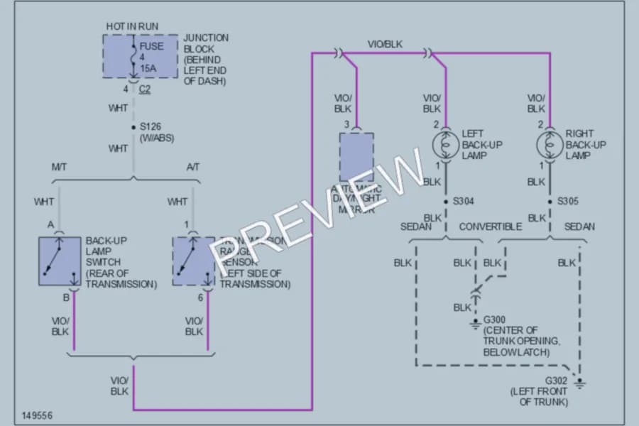 2002 Dodge 4D Sedan Exterior Lights wiring diagram preview with protected circuit layout