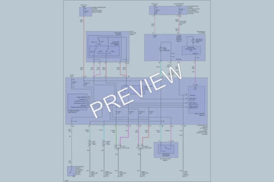 2002 Dodge 4D Sedan Headlights wiring diagram preview with protected circuit layout
