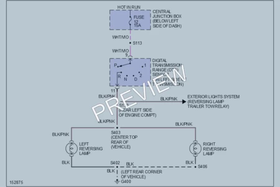 2002 Ford E150 Exterior Lights wiring diagram preview with protected circuit layout