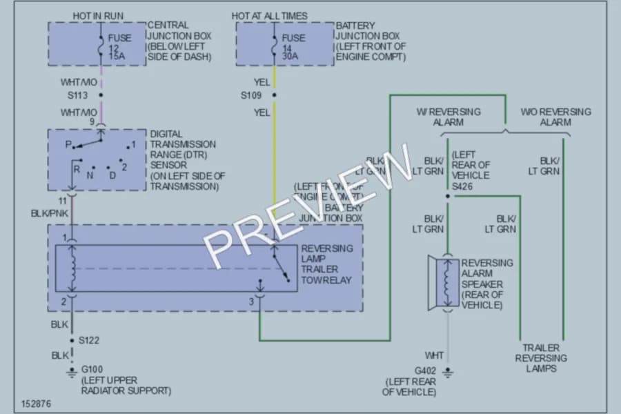 2002 Ford E250 Exterior Lights wiring diagram preview with protected circuit layout