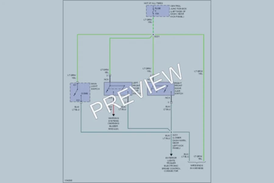 2002 Ford E350 Super Duty Interior Lights wiring diagram preview with protected circuit layout