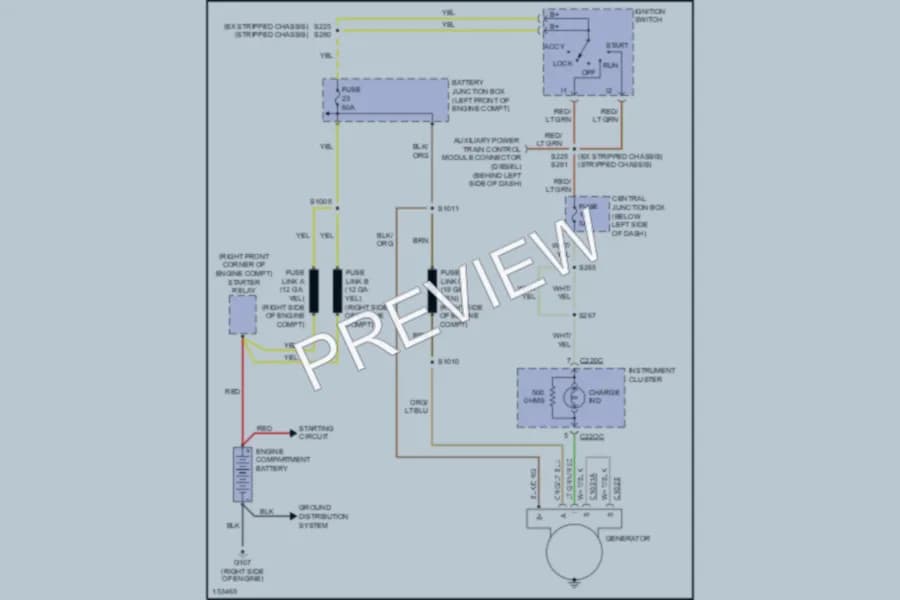 2002 Ford E350 Super Duty Starting Charging wiring diagram preview with protected circuit layout
