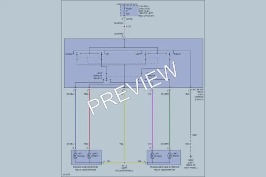 2002 Ford Escape Power Mirrors wiring diagram preview