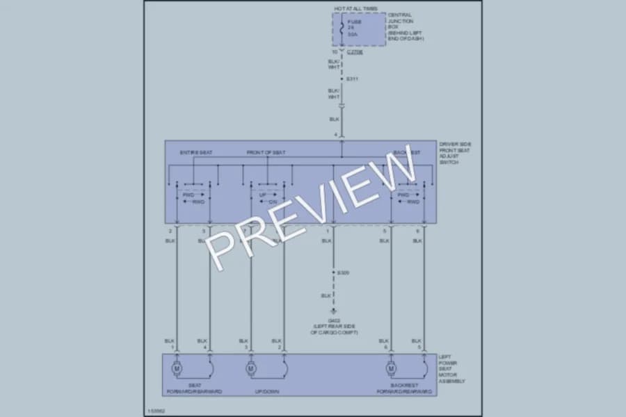 2002 Ford Escape Power Seats wiring diagram preview