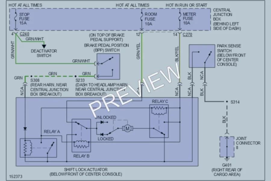 2002 Ford Escort Shift Interlock wiring diagram preview