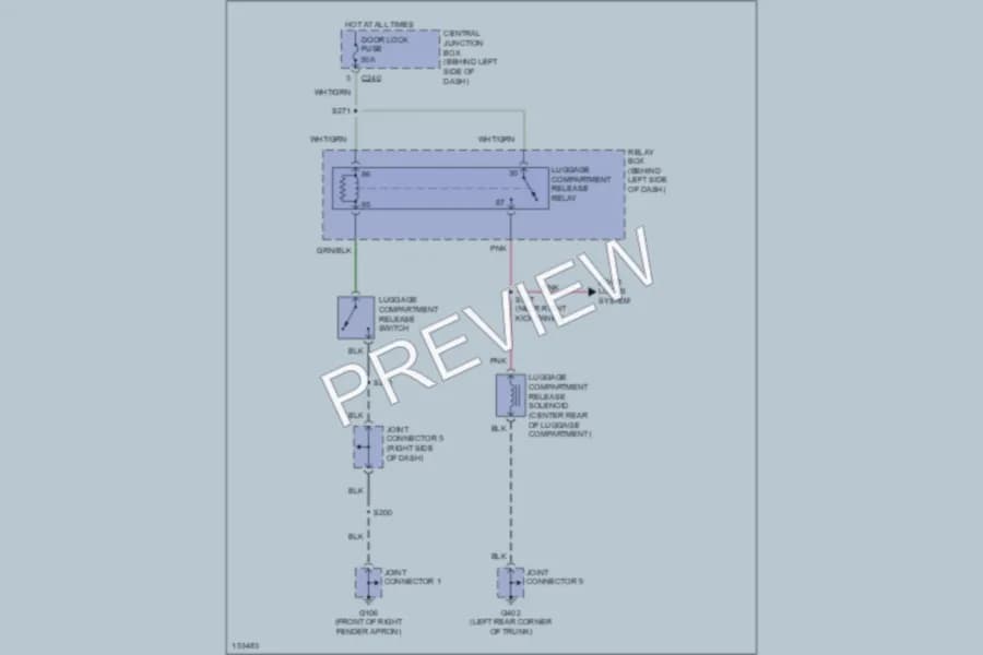 2002 Ford Escort Trunk Tailgate Fuel Door wiring diagram preview