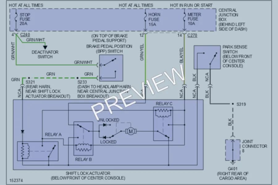 2002 Ford EscortZX2 Shift Interlock wiring diagram preview