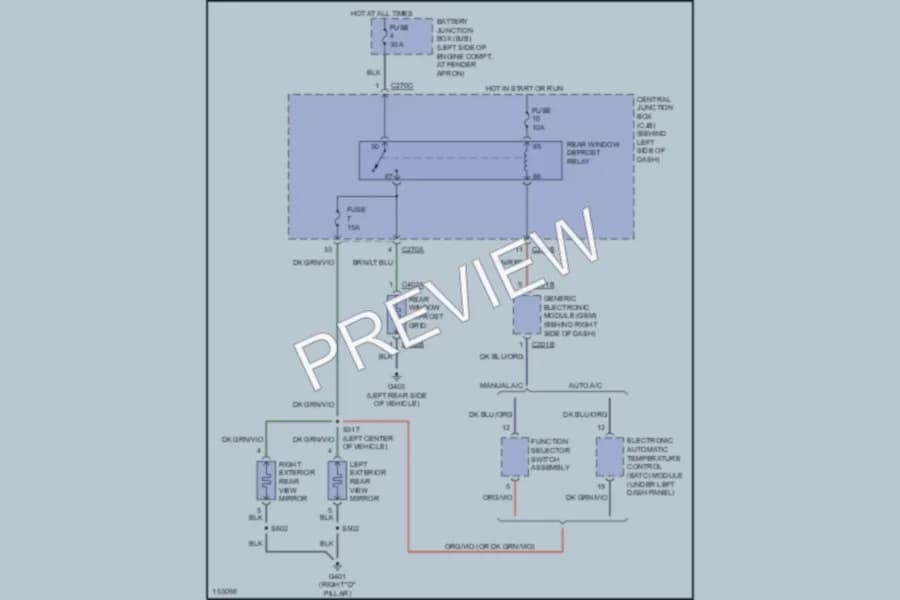 2002 Ford Explorer Defoggers wiring diagram preview