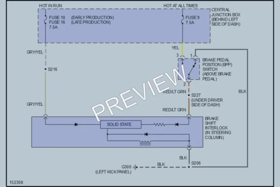2002 Ford ExplorerSportTrac Shift Interlock wiring diagram preview