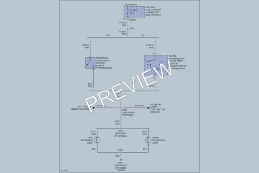 2002 Ford F150 Exterior Lights wiring diagram preview with protected circuit layout