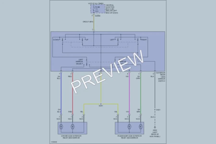 2002 Ford F450ChsCab Power Mirrors wiring diagram preview