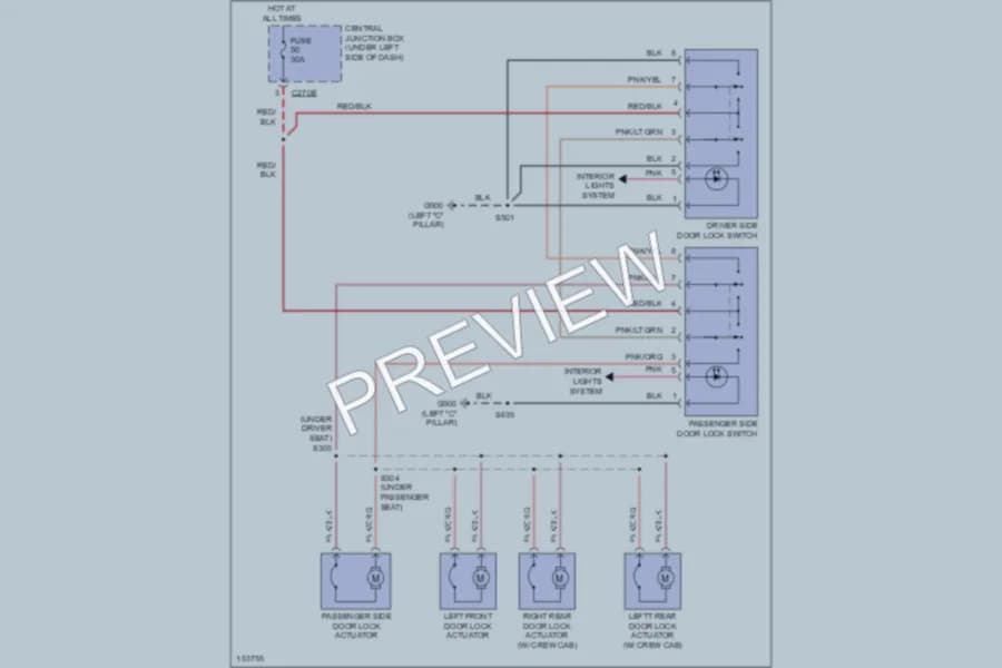 2002 Ford F550ChsCab Power Door Locks wiring diagram preview