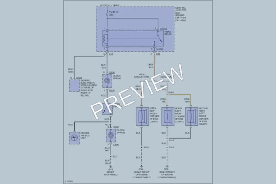 2002 Ford Focus Horn wiring diagram preview