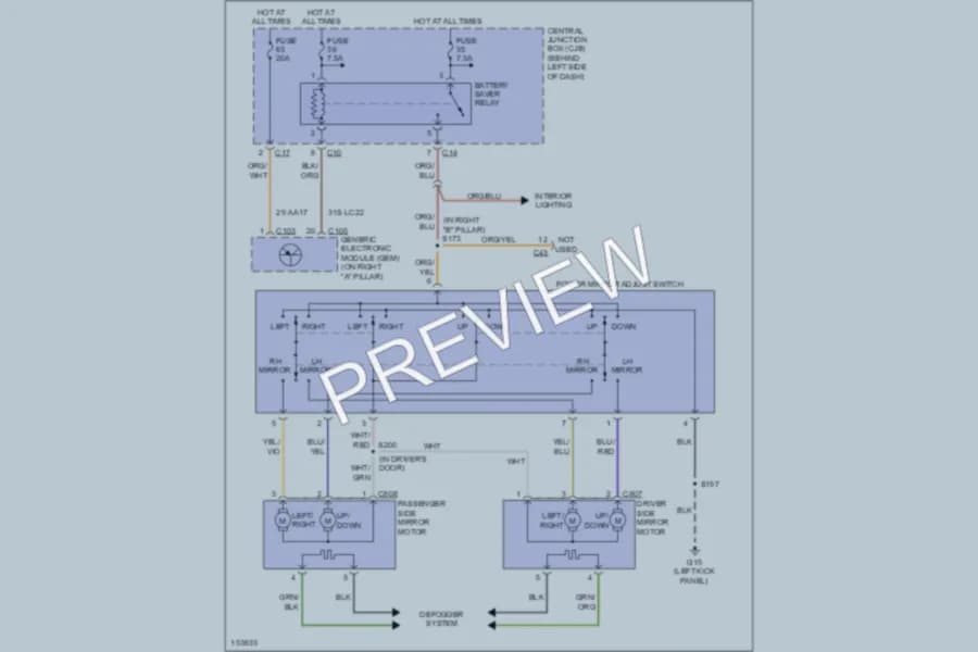 2002 Ford Focus Power Mirrors wiring diagram preview