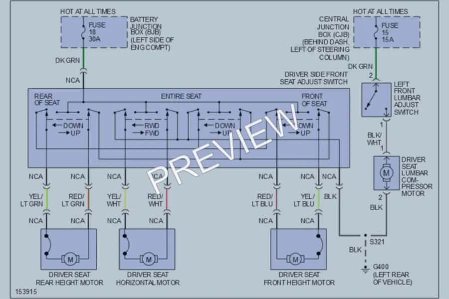 2002 Ford Mustang Power Seats wiring diagram preview