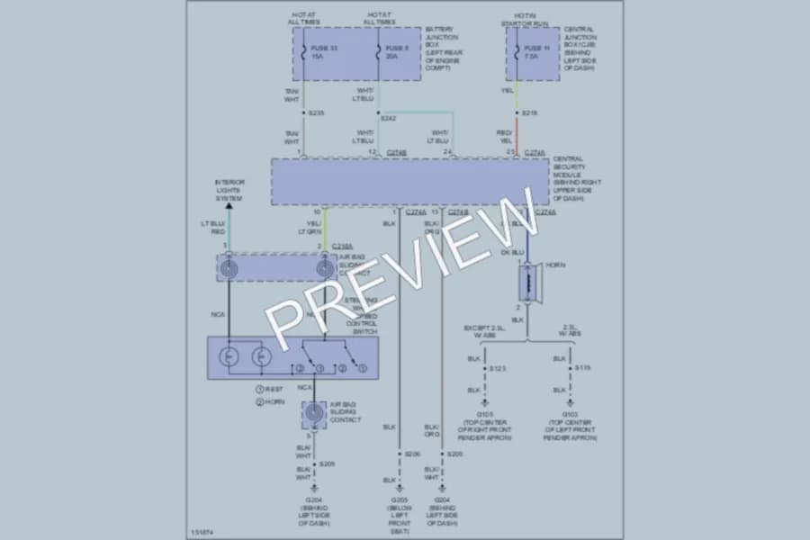 2002 Ford Ranger Horn wiring diagram preview