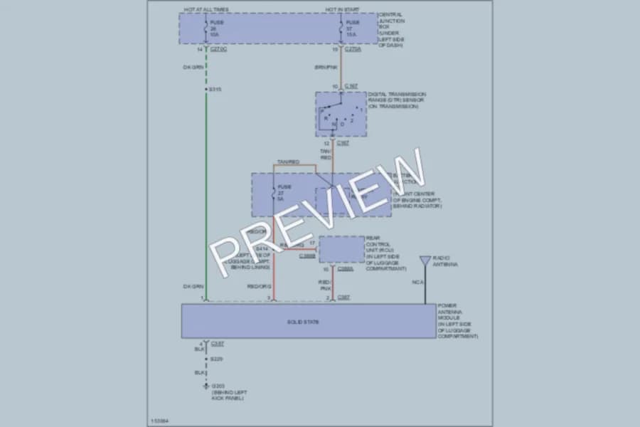 2002 Ford Taurus Power Antenna wiring diagram preview