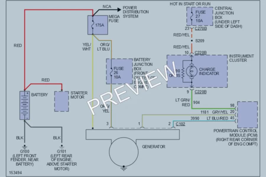 2002 Ford Taurus Starting Charging wiring diagram preview