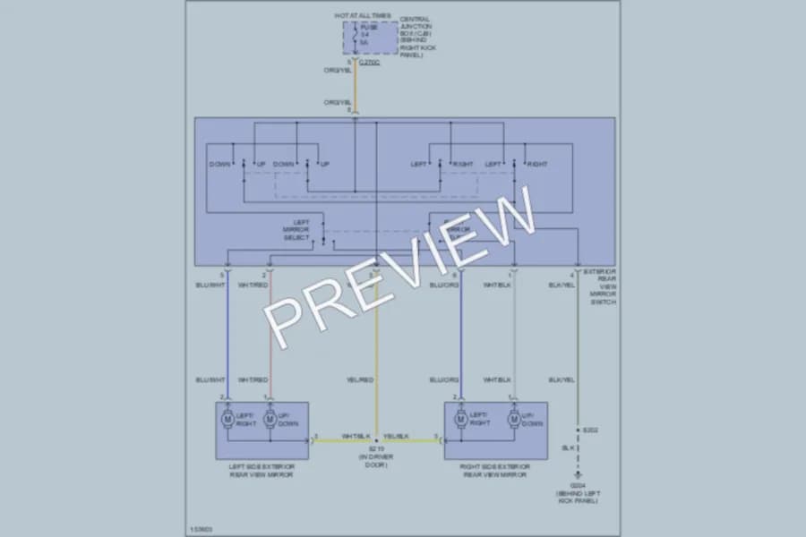 2002 Ford Thunderbird Power Mirrors wiring diagram preview