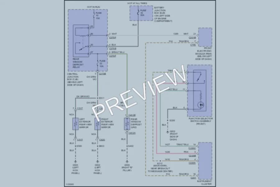 2002 Ford Windstar Defoggers wiring diagram preview