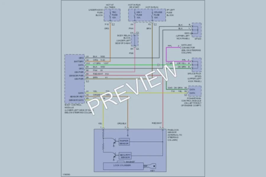 2002 GMC 3500 Anti Theft wiring diagram preview with protected circuit layout