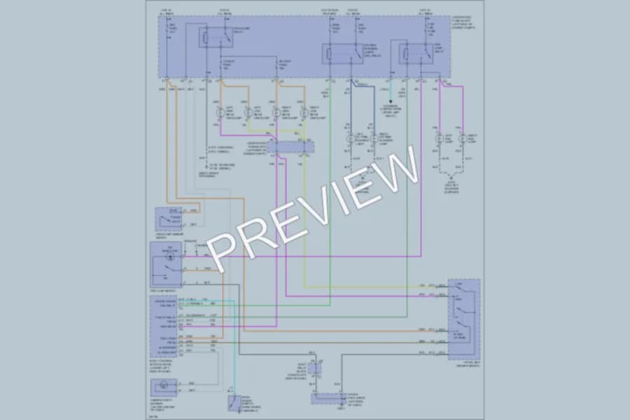2002 GMC 3500 Headlights wiring diagram preview with protected circuit layout