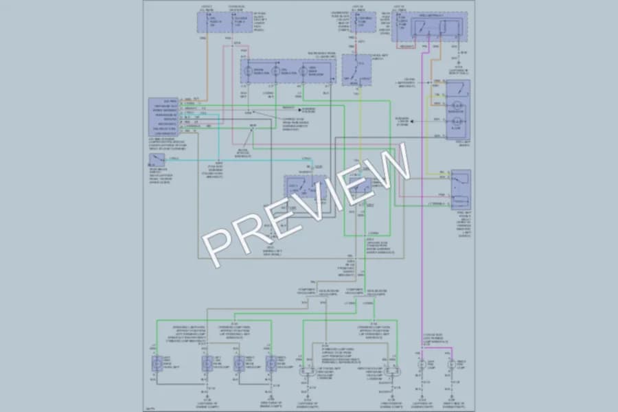 2002 GMC G3500 Headlights wiring diagram preview with protected circuit layout