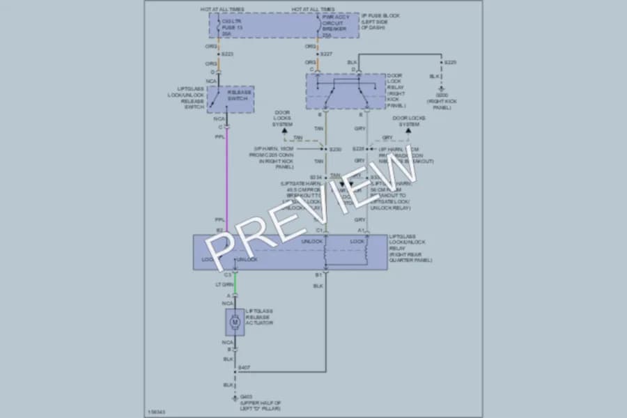 2002 GMC Safari Trunk Tailgate Fuel Door wiring diagram preview