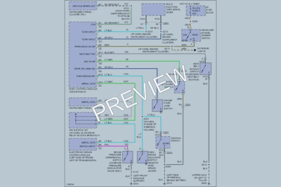 2002 GMC Safari Warning Systems wiring diagram preview