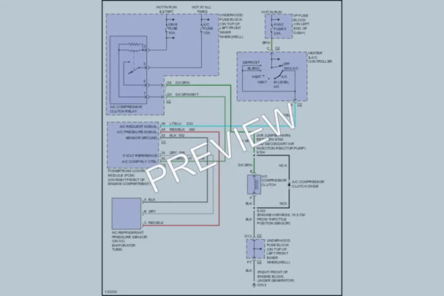 2002 GMC Sonoma Air Conditioning wiring diagram preview