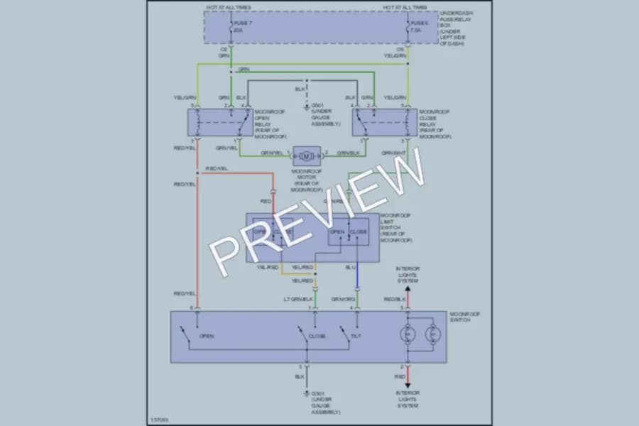 2002 Honda Civic Power Top Sunroof wiring diagram preview
