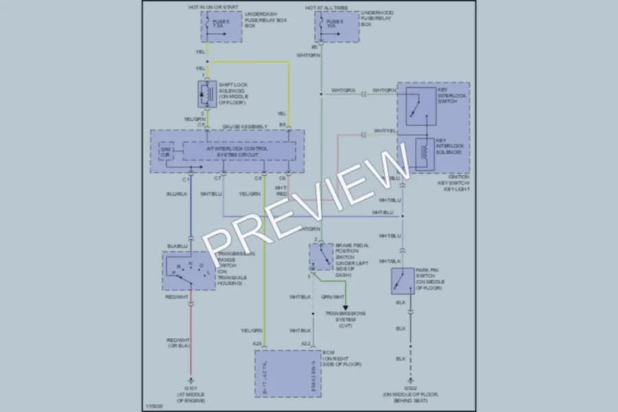 2002 Honda Insight Shift Interlocks wiring diagram preview