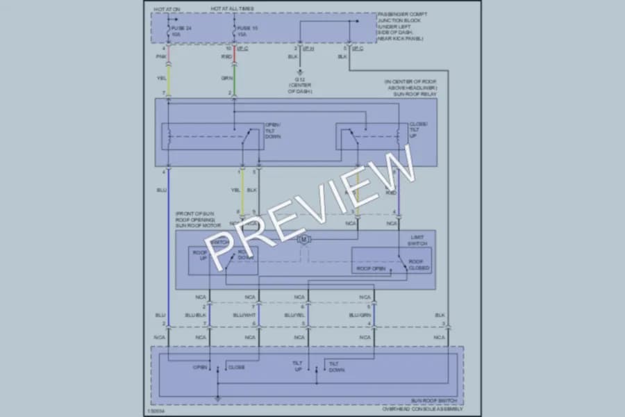 2002 Hyundai Elantra Power Top Sunroof wiring diagram preview