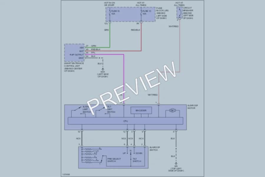 2002 Infiniti I35 Power Top Sunroof wiring diagram preview