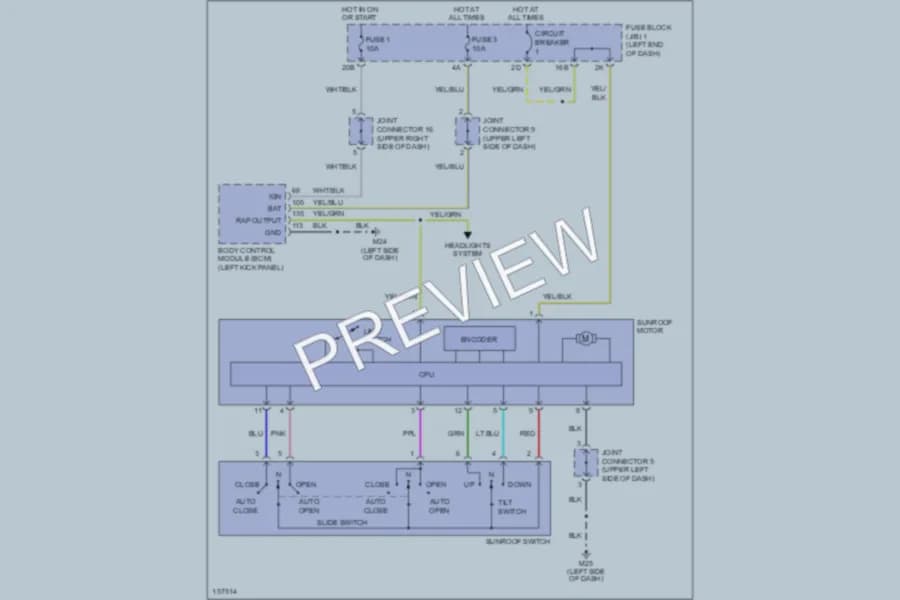 2002 Infiniti Q45 Power Top Sunroof wiring diagram preview