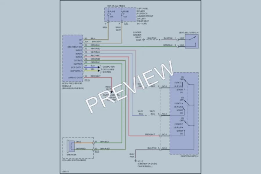 2002 Jaguar VandenPlas Warning Systems wiring diagram preview